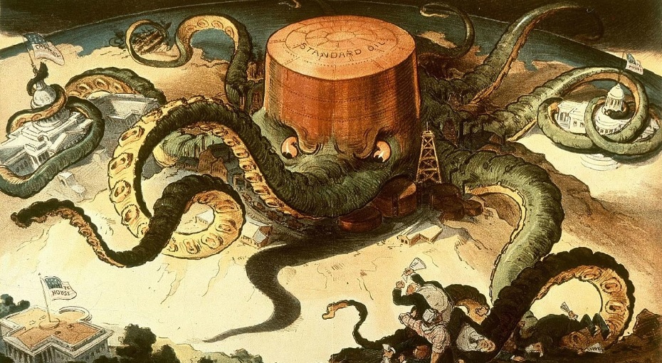 A Standard Oil társadalmi megítélését jellemzi a korabeli karikatúra, amely amerikai polipként ábrázolja a céget